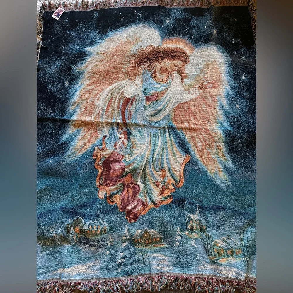 GORGEOUS Dona Gelsinger Little Angel Tapestry Throw Multicolor NWT 2007
